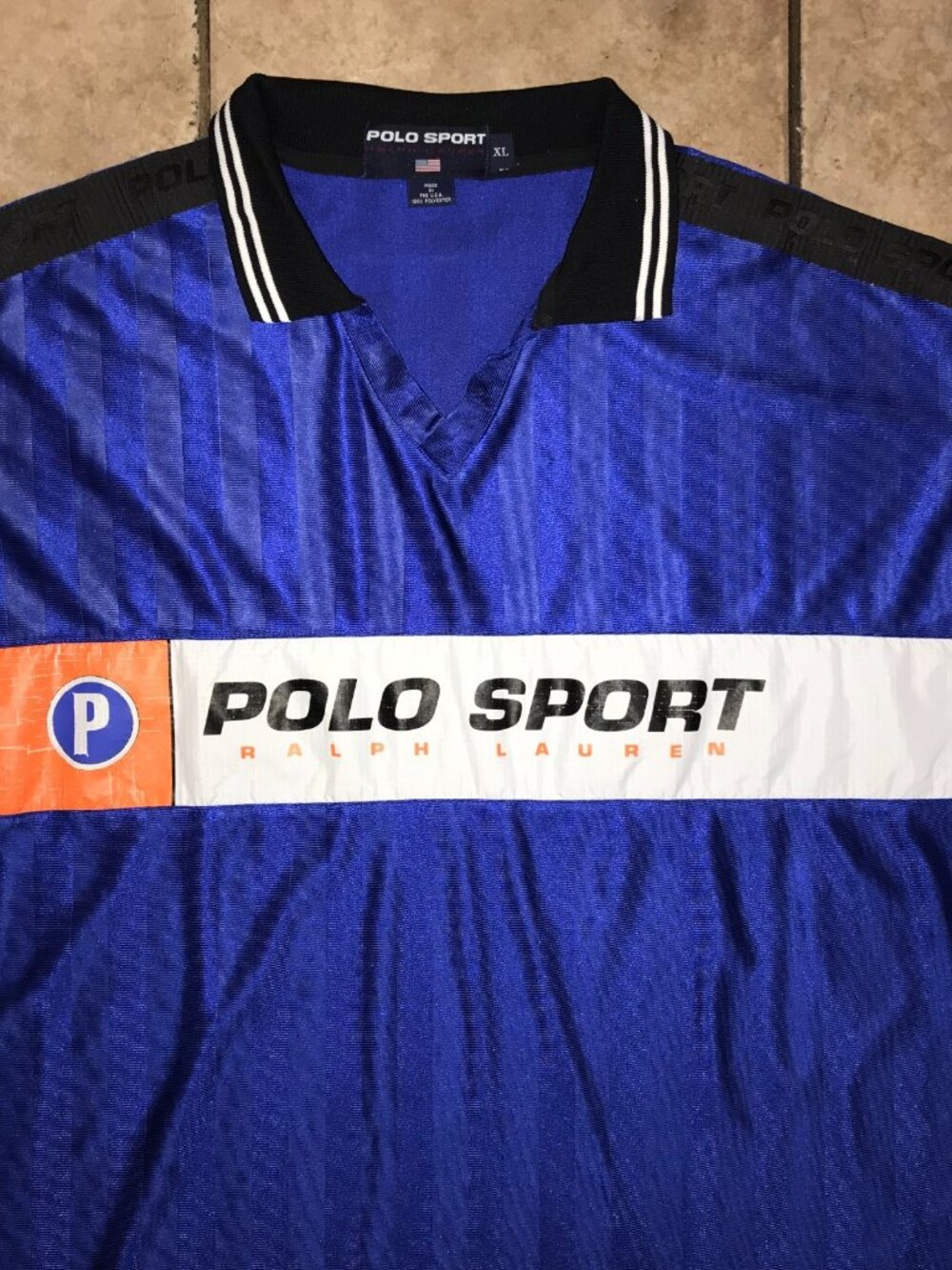 Men's Vintage Polo Sport Ralph Lauren Distressed Jersey Polo Shirt-Size XL - Picture 10 of 16